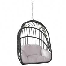 Hanging Egg Chair, Indoor Outdoor Swing Egg Chair Without Stand, Wicker Hammock Chair Swing With Cushion & Hanging Chain, Hanging Lounge Chair For Patio Backyard Balcony Garden Bedroom For Halloween Christmas Gift - Màu vàng - Xem 9