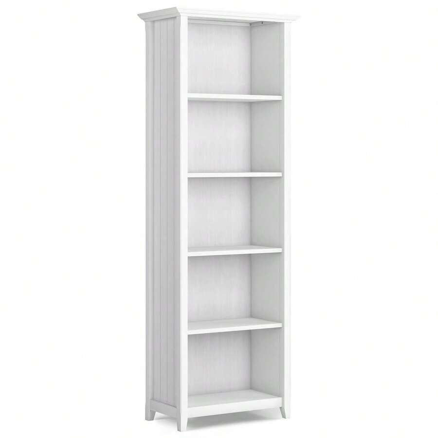 Simpli Home Acadian 5 Shelf Bookcase Adjustable Shelves 70 Inch Height