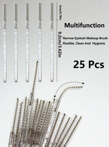 25 pièces Brosse à mascara jetable, brosse à sourcils en cristal, applicateur de mascara, outil d'extension de cils avec tête de brosse étroite et longue, convient pour l'extension de cils