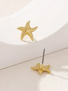 1pair Fashionable Elegant Minimalist Starfish Stud Earrings - Starfish Earrings - View 2