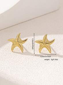 1pair Fashionable Elegant Minimalist Starfish Stud Earrings - Starfish Earrings - View 5