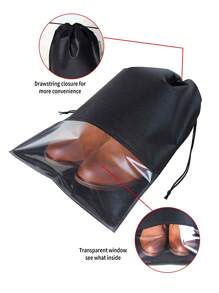 1件/5件/10件一次性无纺布防黄袋纯色鞋袋黑色无纺布防尘鞋套鞋子收纳袋防潮旅行鞋子包装鞋袋家用鞋套袋简约黑色抽绳防尘旅行鞋袋旅行防尘抽绳鞋子配件鞋子收纳鞋盒鞋子整理器鞋袋房间杂物鞋子收纳袋家用旅行黑色鞋子防尘套 - 黑色 - 查看 16