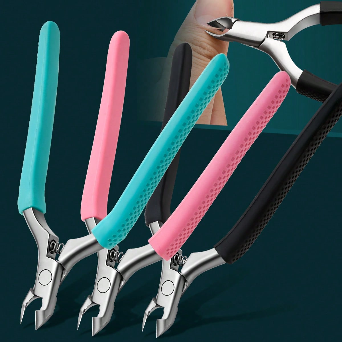 1pc Professional Stainless Steel Cuticle Nipper, Cuticle Remover Tool For Nail And Toe Nail, Nail Manicure Tool For Silicone Callus Trimmer, Nail Edge, Hang Nail Cutter, Ingrown Toenail Nipper, Nail Salon Use, Black/Blue/Pink