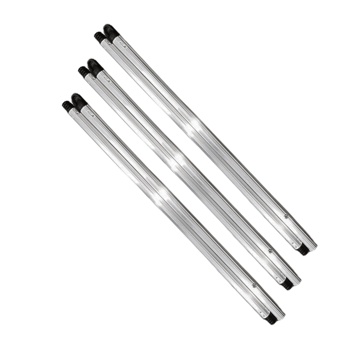 Kit 3 Units Of Aluminum Handle 1.40cm  Detachable Retractable Ribbed For Broom Squeegee Mop General Cleaning - 灰色 - 查看 1