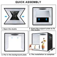 16" LED Photo Studio Light Box, Shooting Light Tent With Adjustable Brightness, 6 Kinds Of Double-Sided Color Backdrops And Adjustable White Light, Soft Light, Warm Light For Product Photography, Portable Folding Photography Tent Kit - Black - View 7
