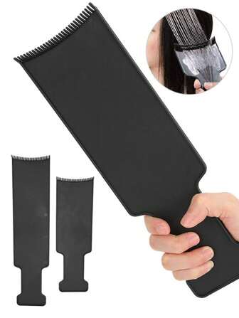 高光板 1/3 件套，烫发、染发、护发、护油板，染发造型，黑色高光板，带齿板，美发沙龙造型工具，美发沙龙用品，造型工具套装，包含染发和护理板，防油染发板，梳子，美发沙龙配件，理发店造型高光板，美发沙龙，头发，旅行，美发产品，美发工具，美发用品，理发师，理发师配件，理发店，美发设备