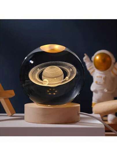 Saturno 3D lámpara, lámpara de proyección , bola de cristal, luz de noche, modelo de planeta , 3d Lampara De Noche Led Saturno Bola Cristal Decoración . regalo de cumpleaños para novios ,maridos, lámpara para amigos, parejas.  luz nocturna, galaxia, planeta