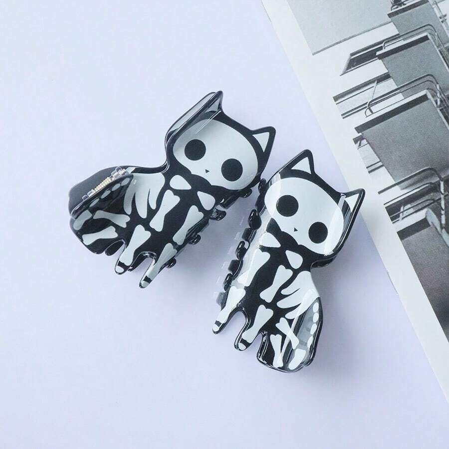 Halloween New Arrival Skull Cat Durable Simple & Cute Acrylic Hair Clip