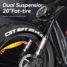 X50 Electric Bike For Adults With Powerful 750W Brushless Motor, Long-Lasting 48V Removable Battery, 20 Inch Fat Tires, Shi-Mano 7-Speed Gear System 26MPH Snow Beach Mountain Electric Bicycle - Grey - View 2