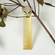 1 Pc Men's Leopard Head Metal Beard Comb Luxurious Emerald Diamond Design  Style Cool And Wild Style Men's Hair Comb Suitable For Hair Brushing Hair Trimming Hair Trimming Beard Essential Hairdressing Tools - Multicolor - View 14