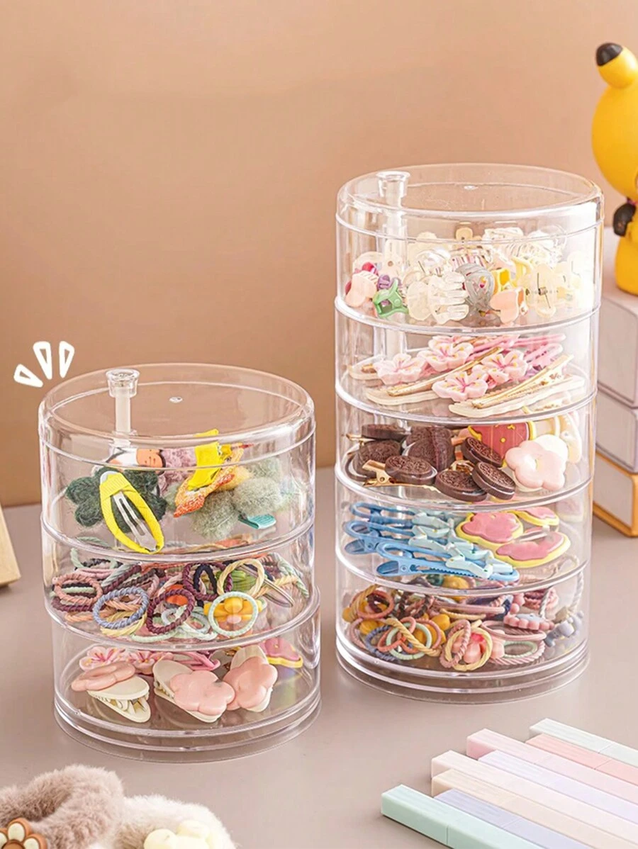 1 Miếng Có thể xoay Nhiều Lớp Phụ kiện tóc Hộp đựng Hộp trữ Đối với Ghim cài tóc , Băng tóc , - Trong sáng - Xem 1