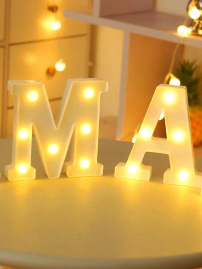 1pc 6.3 Inch Creative White Illuminated A-Z Letter Light, Numeric Shape Lamp, Battery Powered Alphabet Light, Home Decor Letter Lamp, Room Decor Letter Shape Night Light, Bedroom Decor, Wedding Decor, Party Decor, Birthday Decor, Desktop Decor Letter Light, Valentine's Day Decor Light, Proposal Scene Decor Light