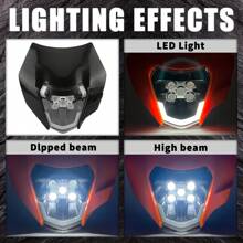Motocross LED Headlight, Universal Motorcycle Headlight Kit, Compatible With Motocross Enduro ATV Supermoto 150 250 350 450 500 SX XCW EXC SXF XC SMC R 690