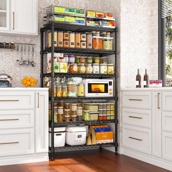 610LBS Wire Shelving, 70" H Sturdy Tall Metal Shelves, 6 Tier Wire Rack Commercial Standing Shelf Units, Adjustable Detachable Storage Shelving For Kitchen, Laundry, Pantry, Garage, 13.8"D X 21.5"W X 70.5"H