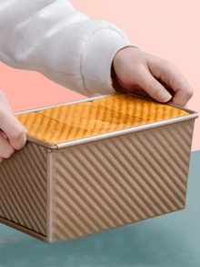 1pc Gold Carbon Steel Corrugated Bread Loaf Pan Baking Tool Bread Mold Toast Box - Gold - View 6