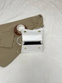 Túi xách & túi đeo chéo bằng da PU màu trơn đơn giản thời trang mới có ví đựng tiền xu cho nữ - trắng - Xem 7