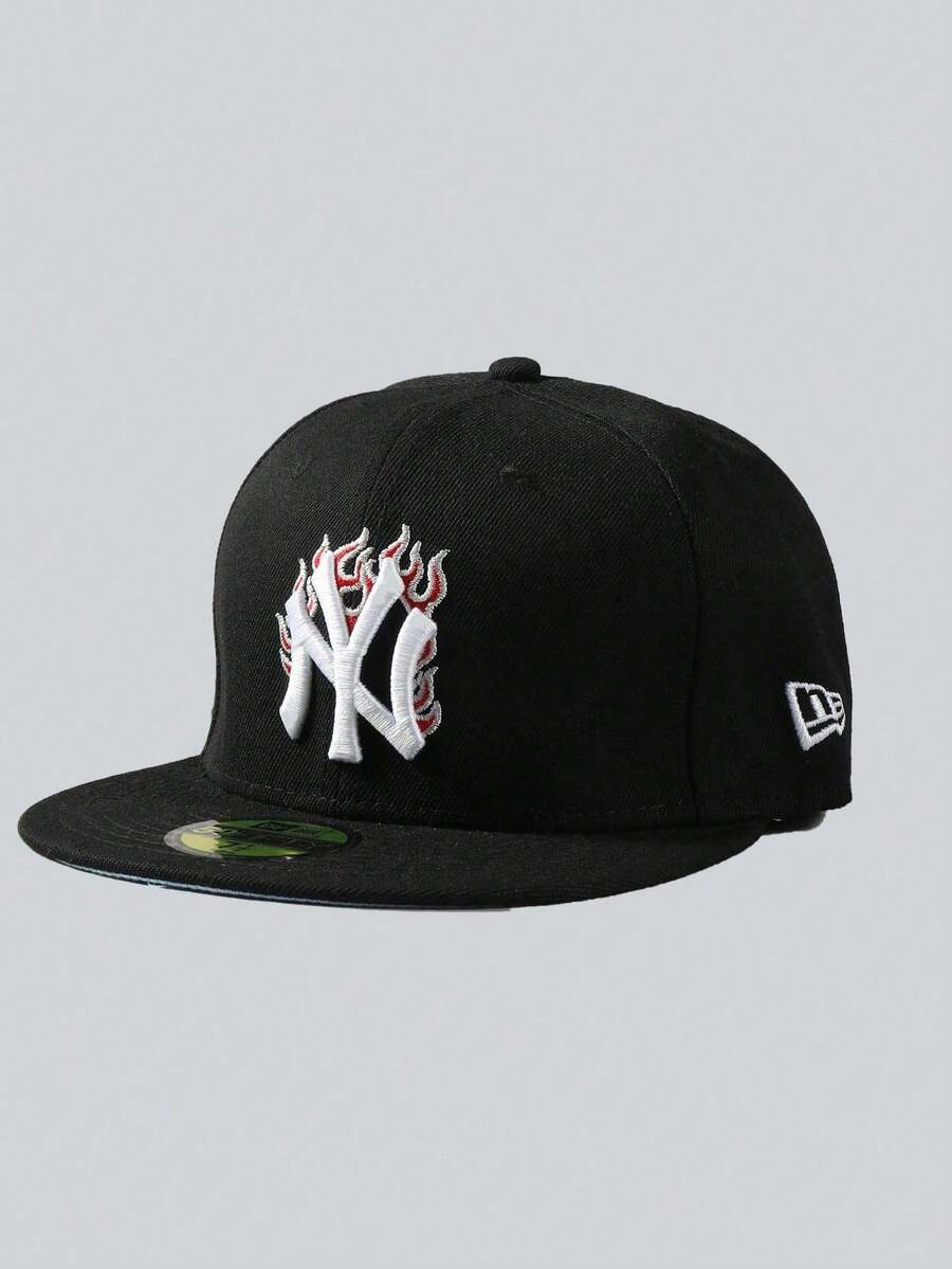 N E W E R A 1pc Unisex NY Letter Embroidered Hip Hop Baseball Cap, NonAdjustable, Black SHEIN USA