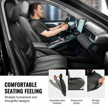 Seat Covers  Universal Car Seat Covers Front Seats  6pcs Faux Leather Seat Cover  Full Enclosed Design  Detachable Headrest And Airbag Compatible  For Most Cars SUVs And Trucks Black - 黑色 - 查看 5
