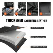 Seat Covers  Universal Car Seat Covers Front Seats  6pcs Faux Leather Seat Cover  Full Enclosed Design  Detachable Headrest And Airbag Compatible  For Most Cars SUVs And Trucks Black - 黑色 - 查看 2