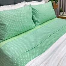 Queen Bedding Set 200 Thread Count 100% Cotton 4 Pieces Poa Menta - 彩色 - 查看 2