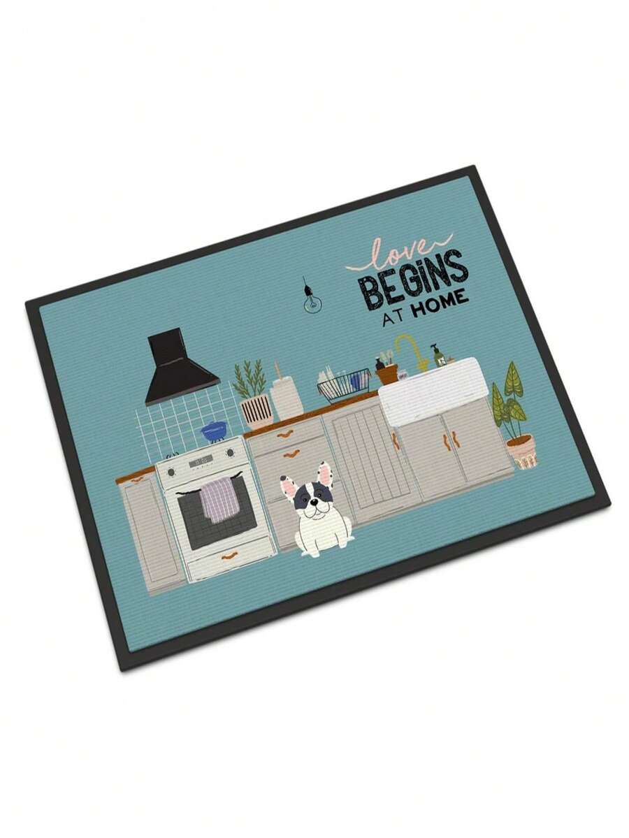 18 X 27 In. Piebald French Bulldog Kitchen Scene Indoor Or Outdoor Mat - 彩色 - 查看 1