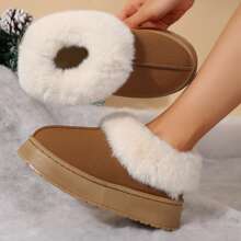Women's Suede Shearling, Warm Snow Boots, Memory Foam Room Slippers - 棕色 - 查看 7