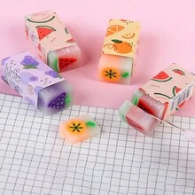 6pcs Random Creative Fruit-Filled Erasers, Assorted Fruit Scented Mini PVC Erasers For Office, School, And Daily Use - Multicolor - View 3