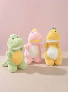 1 pieza Muñeco de peluche de dinosaurio con diente grande y dibujo animado de color aleatorio para mascota - Multicolor - Ver 2