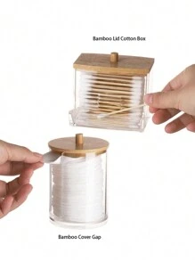 2 Confezioni Contenitore Portaotopini da Bagno, Dispenser per Cuscinetti/Bastoncini Detergenti da 10/7 once, Barattolo di Stoccaggio Apotecario Trasparente Con Coperchio in Legno