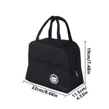 1 件黑熊印花阳离子铝箔保温午餐袋，便携式保温食品容器 - 黑色 - 查看 2