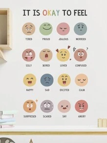 Cartoon Style Cute Expression Wall Stickers, Suitable For Children's Room, Nursery Decoration, Wall Stickers, Indoor Decorative Stickers, Vinyl Stickers, Home Decor, Spring Decorations, Renew Your Home, Rama Decorative Sticker Gifts, Birthday & Graduation Season - Multicolor - View 5