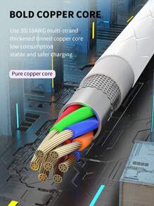 6A 快速充电线，带 Lightning、Micro USB 和 Type-C 接口，额外编织线，兼容 5-14、三星、华为和 iPad/IPod - 彩色 - 查看 7