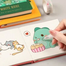 1pc Mini Square Oil Painting Notebook, Travel Diary, Stamp Collection Album, Blank Memo Pad, Portable Notepad Back To School - Multicolor - View 7