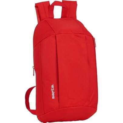 Safta RED VERTICAL POCKET MINI BACKPACK - Large Storage Space Backpack - Ergonomic And Comfortable Design - Multifunctional Pockets - Ideal For Travel And School