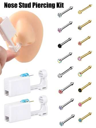 CIZME 1PC Disposable Piercing Unit For Nose Studs Piercing Gun Piercer Tool Machine Body Piercing Jewelry, Nose Piercing Kit, Disposable Piercing Unit For Self Nose Piercing Gun, Nose Stud Tool,Nose Piercing Kit, Self Nose Piercing Gun, Disposable Nose Percinging Kit With Nose Rings Stud Nose Piercings Gun Kit Tool
