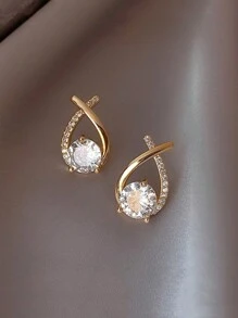 Creative Cross Bow Stud Earrings Jewelry Retro Simple Style Suitable For Women's Daily Wear - Yellow Gold - View 1