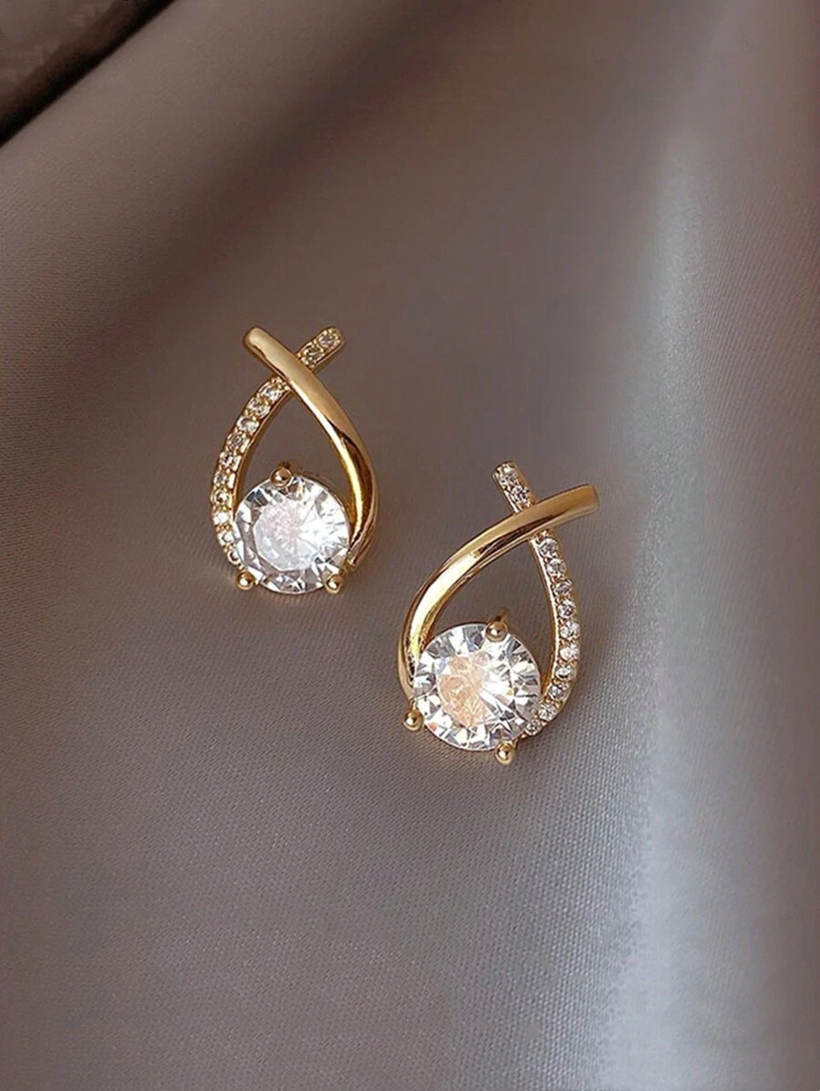 Creative Cross Bow Stud Earrings Jewelry Retro Simple Style Suitable For Women's Daily Wear - Yellow Gold - View 1