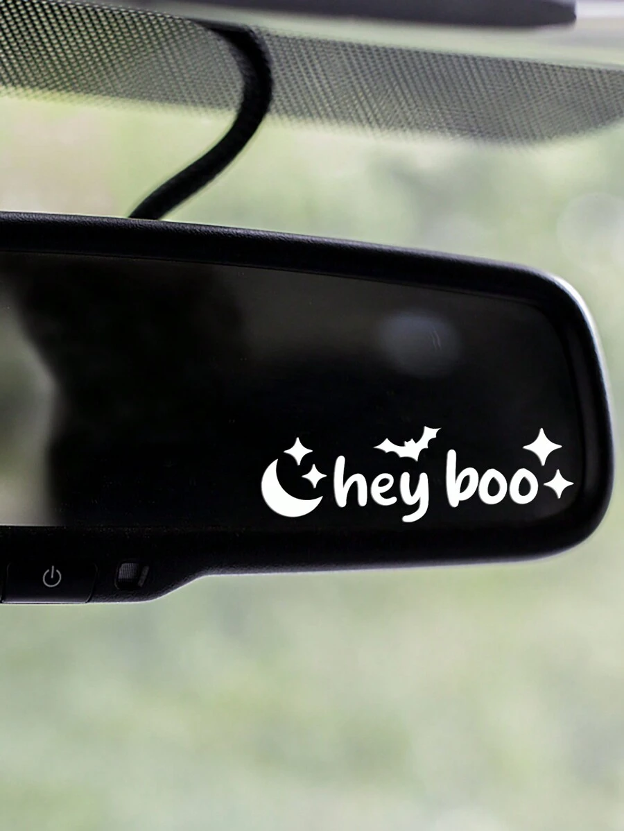 RandySticker Oye cariño Espejo retrovisor de coche personalizado con tema de vacaciones de Halloween espeluznante, decoración de espejo de maquillaje, pegatinas espeluznantes, pegatinas para ventanas, calcomanías para pared - multicolor - Ver 1