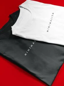 Unisex "Minimalism" 100% Cotton T-Shirt - 紅色 - 查看 3