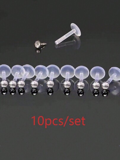10pcs/Set Fashionable And Simple Acrylic Transparent Diamond-Studded Ear Studs That Fit Women's Daily Wear