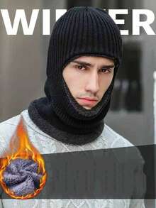 1 Peça Gorro de Lã Grossa Tricotado para Inverno, Máscara Facial de Inverno, Máscara de Esqui, Balaclava Tricotada Quente, Máscara Facial de Lã à Prova de Vento Unissex Adequada para Esportes ao Ar Livre, Viagens e Compras. - Multicolorido - Visão 11