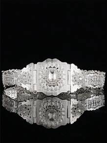 1pc Adjustable Length Moroccan Style Waist Chain, Women's Robe Metal Belt With Rectangular Rhinestone Inlay, Suitable For Wedding, Party, Festival, Ramadan Outfit Accessory - Waist Chain - View 12