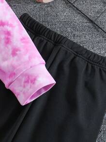 Girls Butterfly Print Warm Long Sleeve Sweatshirt Set, Suitable For Spring, Autumn And Winter - Hot Pink - View 6