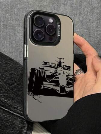 1pc Racing Car Pattern Colorful Silver Phone Case Compatible With Apple Smartphone Waterproof Shockproof Anti-Fall Scratch Resistant