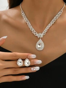 新娘水钻首饰套装 - 项链、手链、耳环、婚纱戒指 - 多色項鍊套裝 - 查看 6