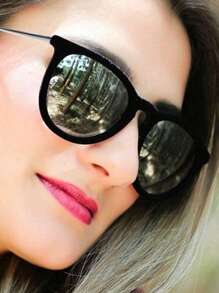 1pc European & American Style New Oval Fashionable Fashion Glasses With Reflective Lenses For Women Beach Accessories For Women Glasses Shades Basics Fall Winter Women Outfits Clothes Business Casual Gifts For Summer Beach Vacation,Outdoor,Travel - Silver - View 2
