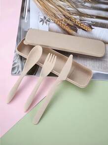 Juego de utensilios de camping 3 en 1, juego reutilizable de utensilios con estuche, juego de utensilios portátiles, estuche de plástico amigable para viajes, picnic, camping o uso diario, ¡perfecto para estudiantes, viajes y uso en la cocina! - Azul - Ver 11