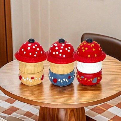 AREWTEC 金属烟草研磨机，2.3 英寸/60 毫米创意蘑菇设计锌合金四层香料研磨机，使研磨烟草更细腻、更便携、更易于使用（1 件）