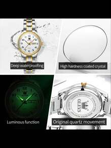 OLEVS OLEVS Women's Watch Fashion Luxury Women's Quartz Watch Elegant Stainless Steel Watch Night Light Waterproof Sunday Date Watch Women's Dress Watch