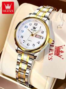 OLEVS OLEVS Women's Watch Fashion Luxury Women's Quartz Watch Elegant Stainless Steel Watch Night Light Waterproof Sunday Date Watch Women's Dress Watch